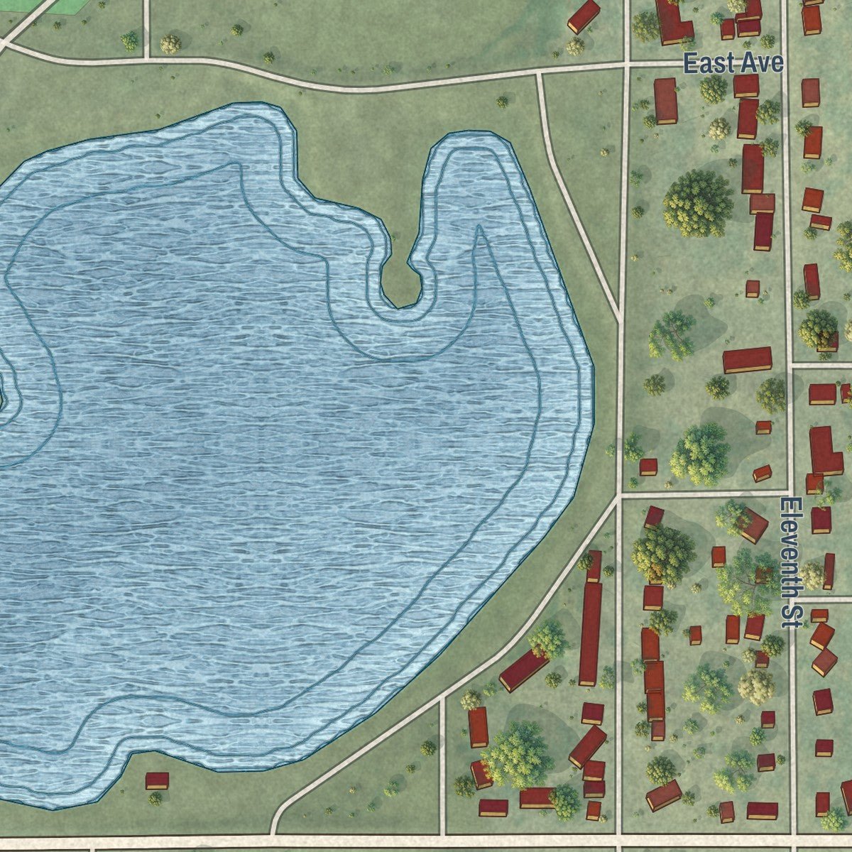 Second close-up of the map of Eureka, South Dakota print showing more streets and buildings