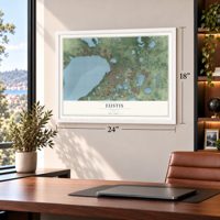 Eustis, Florida map, 18 x 24 inch print in a white frame in a home office