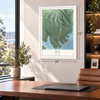 Eva, Tennessee map, 18 x 24 inch print in a white frame in a home office