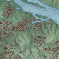 Second close-up of the map of Evans, Georgia print showing more streets and buildings