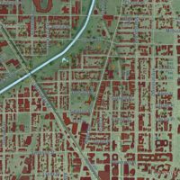 Second close-up of the map of Evanston, Illinois print showing more streets and buildings
