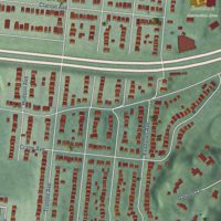 Second close-up of the map of Evanston, Ohio print showing more streets and buildings