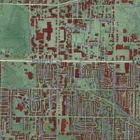 Second close-up of the map of Evansville, Indiana print showing more streets and buildings
