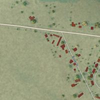 Second close-up of the map of Evant, Texas print showing more streets and buildings