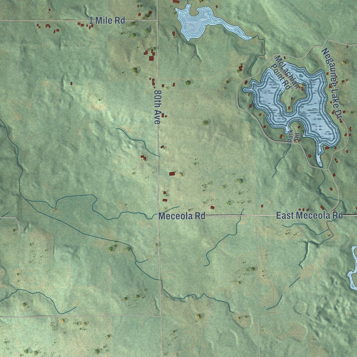 Second close-up of the map of Evart, Osceola County, Michigan print showing more streets and buildings