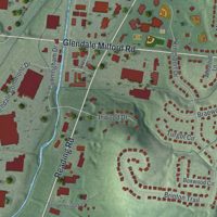 Second close-up of the map of Evendale, Ohio print showing more streets and buildings