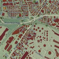 Second close-up of the map of Everett, Massachusetts print showing more streets and buildings