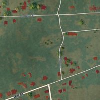 Second close-up of the map of Evergreen, Louisiana print showing more streets and buildings