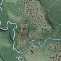 Second close-up of the map of Evergreen, Montana print showing more streets and buildings