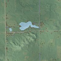Second close-up of the map of Evergreen, Montcalm County, Michigan print showing more streets and buildings