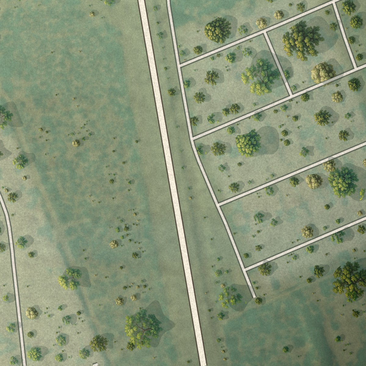 Second close-up of the map of Evergreen, Texas print showing more streets and buildings