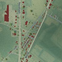 Second close-up of the map of Exmore, Virginia print showing more streets and buildings