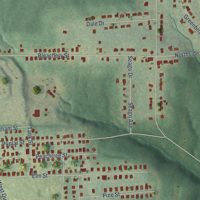 Second close-up of the map of Experiment, Georgia print showing more streets and buildings