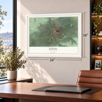 Exton, Pennsylvania map, 18 x 24 inch print in a white frame in a home office