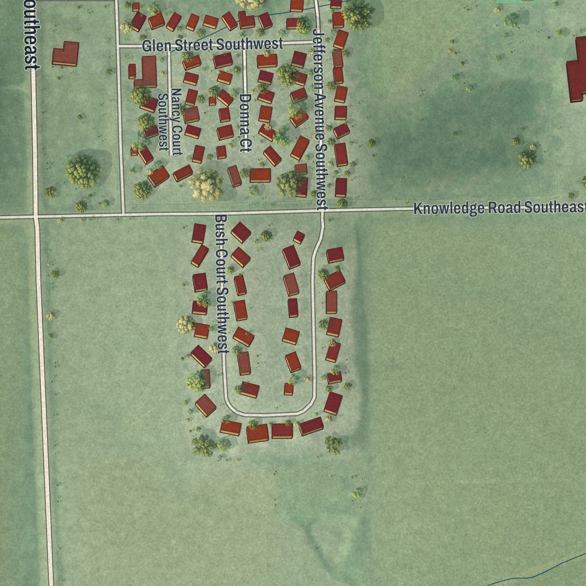 Second close-up of the map of Eyota, Minnesota print showing more streets and buildings