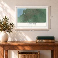 Fair Haven, New Jersey map, 12 x 18 inch print in a white frame in an entryway