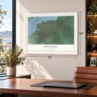 Fair Haven, New Jersey map, 18 x 24 inch print in a white frame in a home office