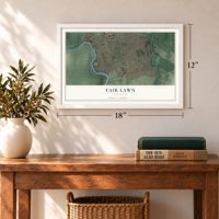 Fair Lawn, New Jersey map, 12 x 18 inch print in a white frame in an entryway
