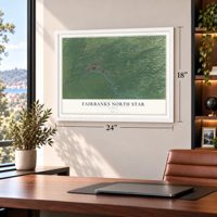Fairbanks North Star, Alaska map, 18 x 24 inch print in a white frame in a home office