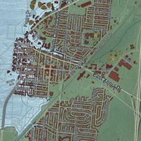 Second close-up of the map of Fairborn, Ohio print showing more streets and buildings