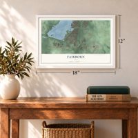 Fairborn, Ohio map, 12 x 18 inch print in a white frame in an entryway