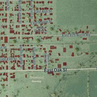 Second close-up of the map of Fairbury, Illinois print showing more streets and buildings