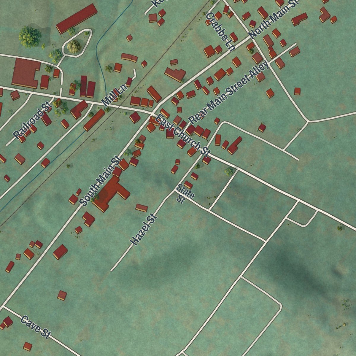 Second close-up of the map of Fairchance, Pennsylvania print showing more streets and buildings