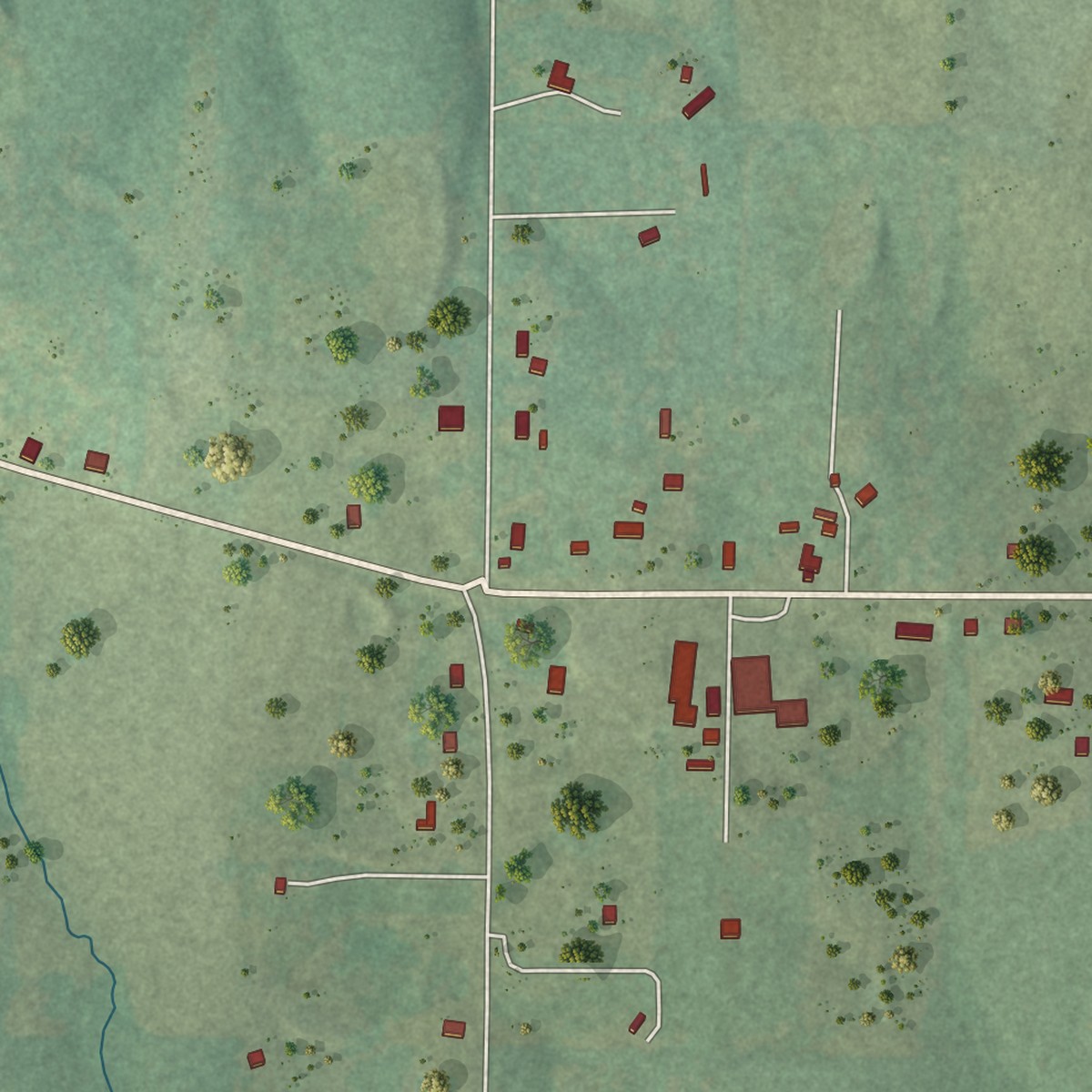 Second close-up of the map of Fairdealing, Missouri print showing more streets and buildings