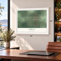 Fairfax, Minnesota map, 18 x 24 inch print in a white frame in a home office