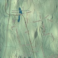 Close-up of the map of Fairfax, Vermont print showing terrain and local geography