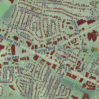 Second close-up of the map of Fairfax, Virginia print showing more streets and buildings