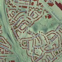Second close-up of the map of Fairfield, Alabama print showing more streets and buildings