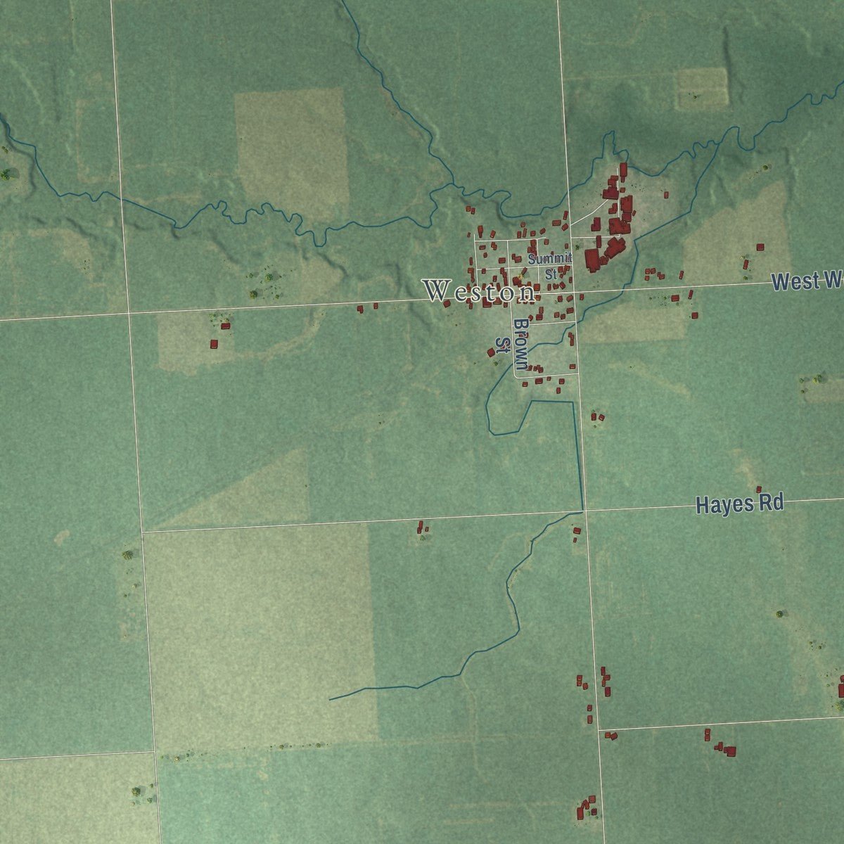 Second close-up of the map of Fairfield, Lenawee County, Michigan print showing more streets and buildings