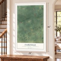 Fairfield, Lenawee County, Michigan map, 24 x 36 inch print in a white frame by a staircase