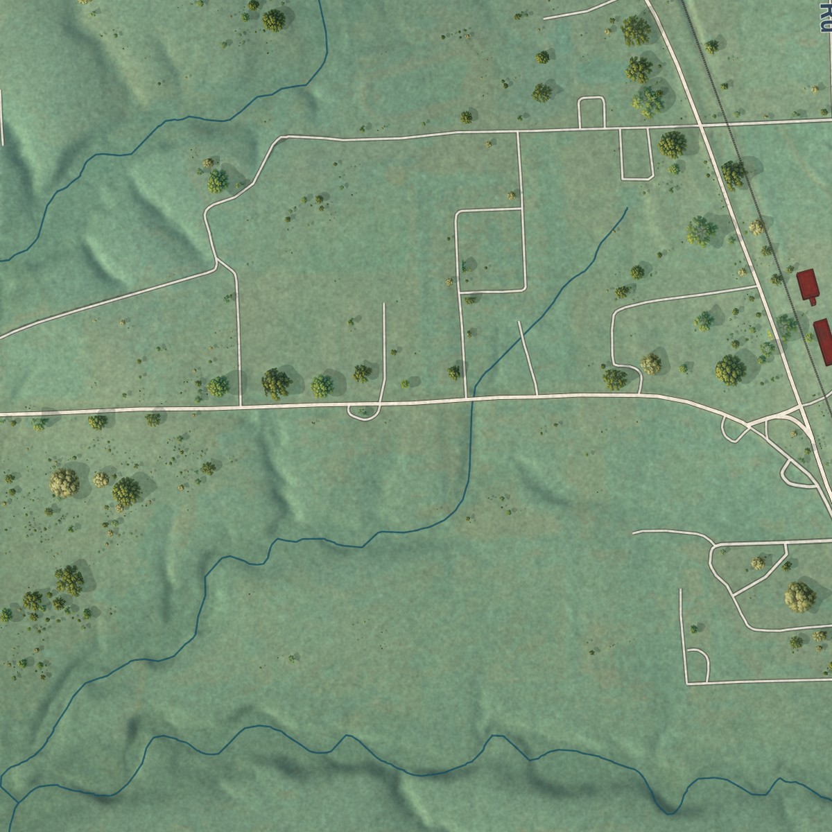 Second close-up of the map of Fairfield, Oklahoma print showing more streets and buildings