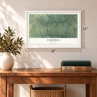 Fairfield, Tennessee map, 12 x 18 inch print in a white frame in an entryway