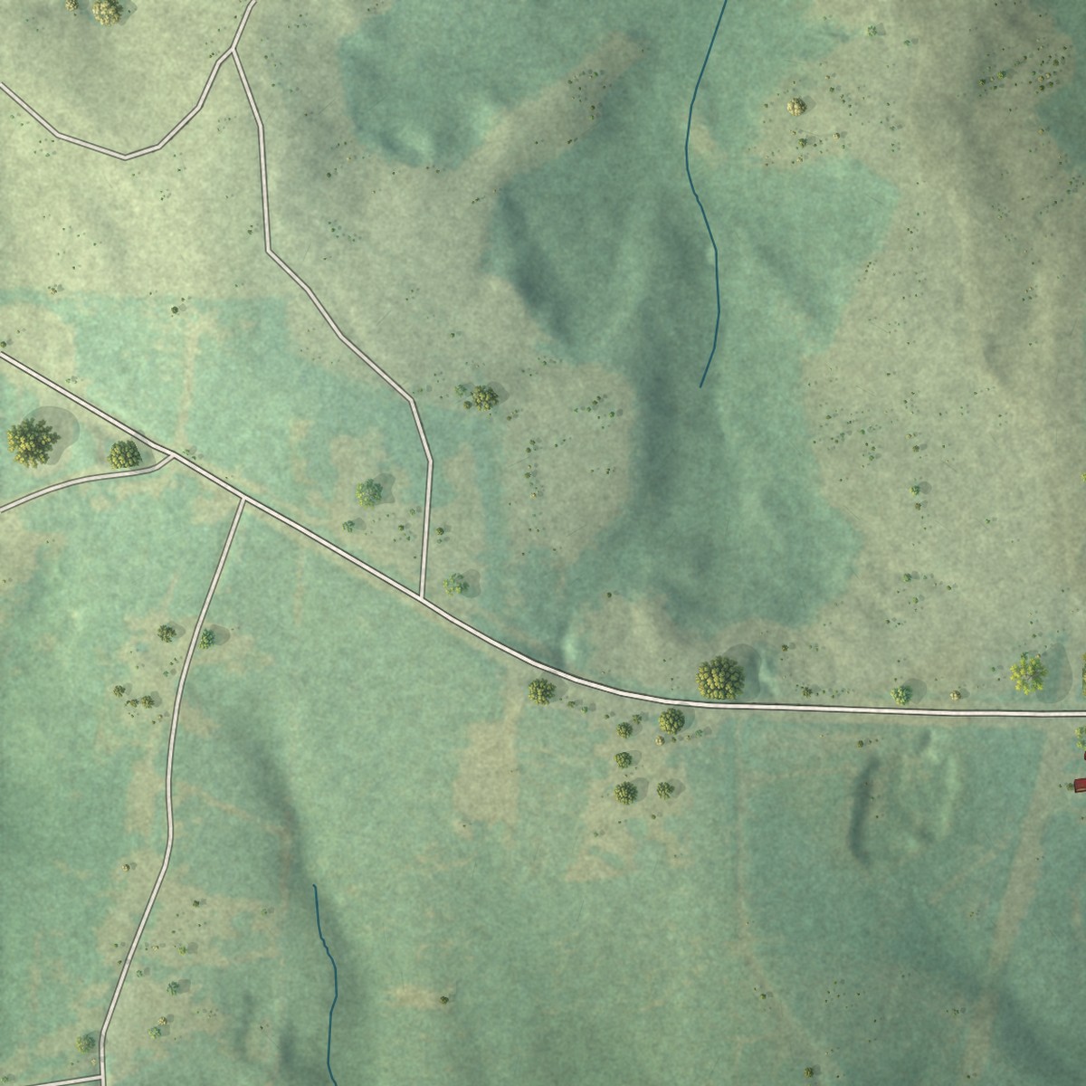 Second close-up of the map of Fairford, Alabama print showing more streets and buildings