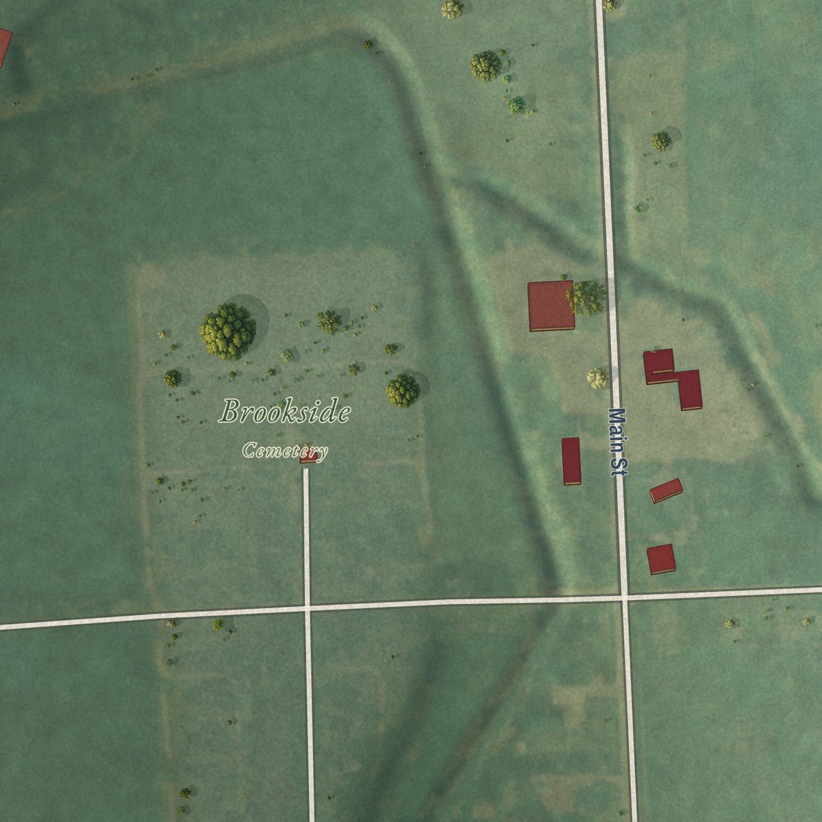 Second close-up of the map of Fairgrove, Michigan print showing more streets and buildings