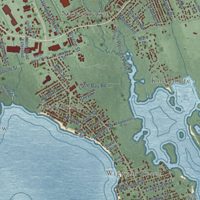Second close-up of the map of Fairhaven, Massachusetts print showing more streets and buildings