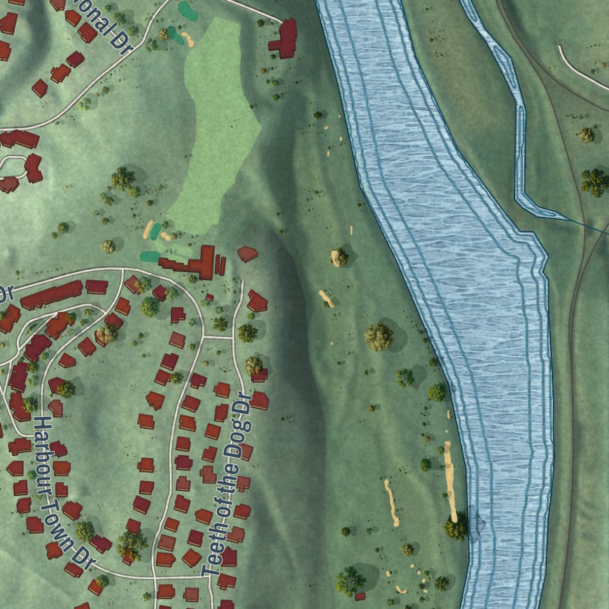 Second close-up of the map of Fairlawn, Virginia print showing more streets and buildings