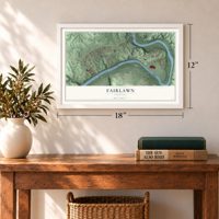 Fairlawn, Virginia map, 12 x 18 inch print in a white frame in an entryway
