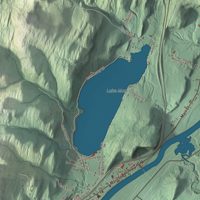 Close-up of the map of Fairlee, Vermont print showing terrain and local geography