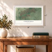 Fairless Hills, Pennsylvania map, 12 x 18 inch print in a white frame in an entryway