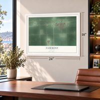 Fairmont, Nebraska map, 18 x 24 inch print in a white frame in a home office