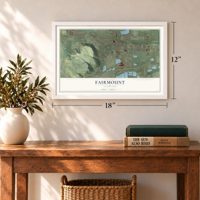 Fairmount, Colorado map, 12 x 18 inch print in a white frame in an entryway