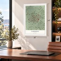 Fairmount, Virginia map, 18 x 24 inch print in a white frame in a home office