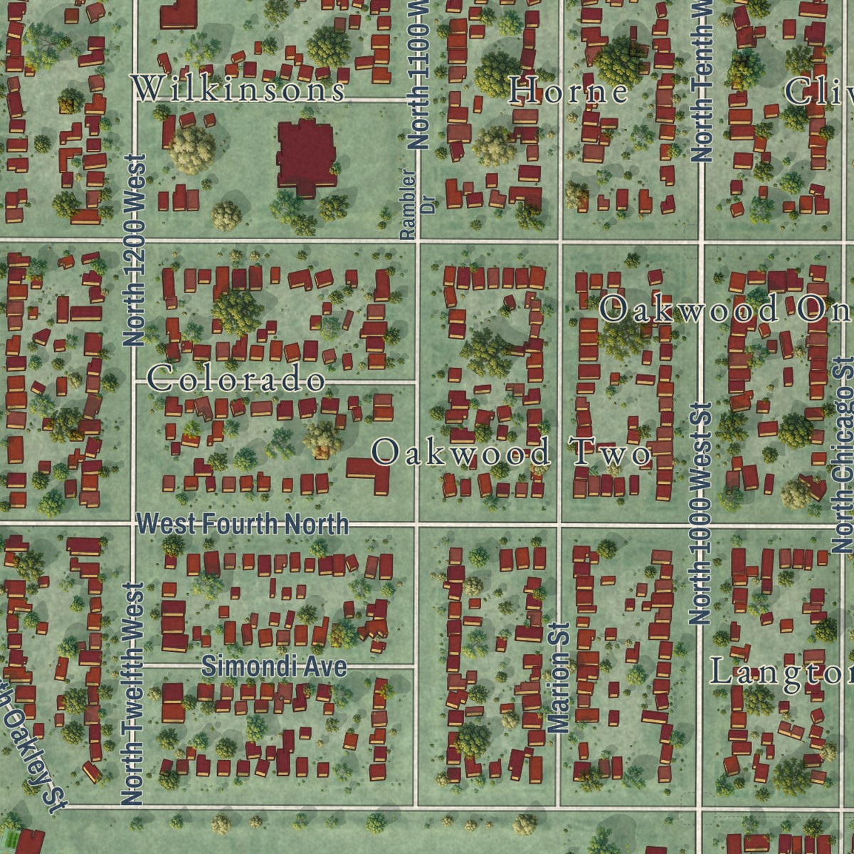 Second close-up of the map of Fairpark, Utah print showing more streets and buildings
