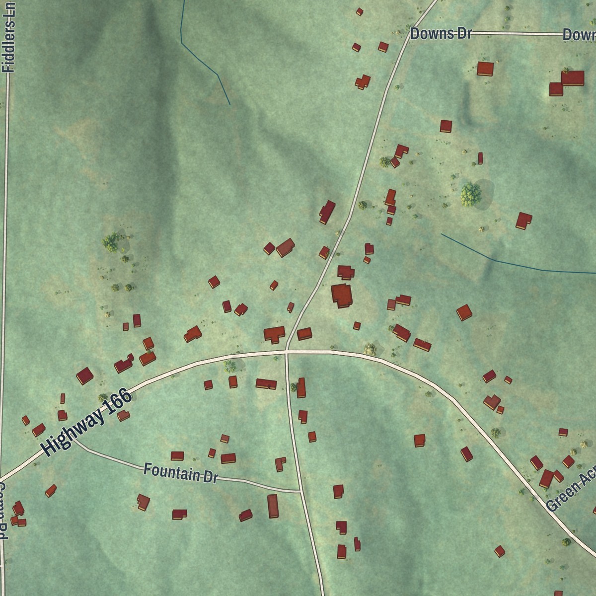 Second close-up of the map of Fairplay, Georgia print showing more streets and buildings