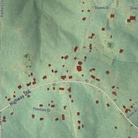Second close-up of the map of Fairplay, Georgia print showing more streets and buildings