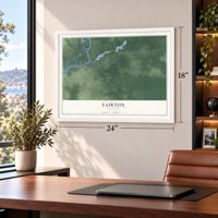 Fairton, New Jersey map, 18 x 24 inch print in a white frame in a home office